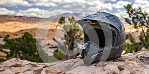 Black helmet in the wilderness of Moab Utah