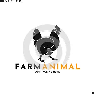 Black hen logo. Farm animal