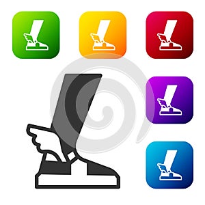 Black Hermes sandal icon isolated on white background. Ancient greek god Hermes. Running shoe with wings. Set icons in