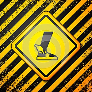 Black Hermes sandal icon isolated on yellow background. Ancient greek god Hermes. Running shoe with wings. Warning sign