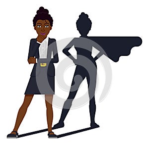 Black Hero Woman with Superhero Shadow Concept