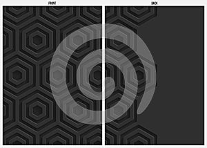 Black hexagon paper abstract background, front and back