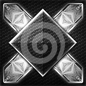 Black hexagon x frame on white light