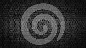 Black hexagonal background abstract 3D render