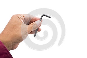 A black hexagonal L wrench