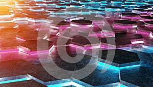 Black hexagone background pattern 3D rendering