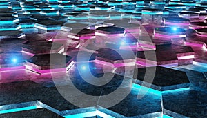 Black hexagone background pattern 3D rendering