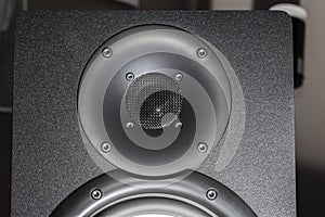 Black hi-fi speaker tweeter for treble frequency sound photo