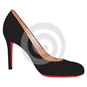 black high-heel shoe with red sole