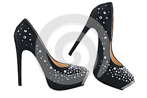 Black high heeled shoes