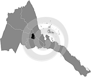 Location map of the Central region of the State of Eritrea