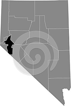 Location map of the Lyon County of Nevada, USA