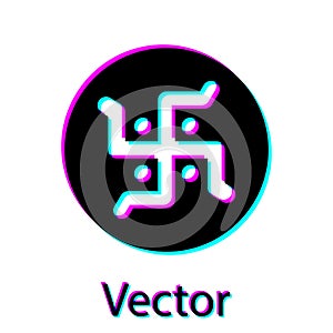 Black Hindu swastika religious symbol icon isolated on white background. Vector