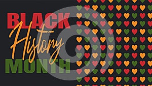 Black History Month 2022 - African American heritage celebration in USA. Vector illustration with text, pattern with