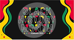 Black history month 2024 hand drawing colorful font letter typography background design template.