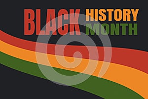 Black History Month - African American heritage celebration in USA. Vector illustration with text, ribbon in traditional