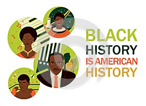 Black history month banner. Famous Afro American people