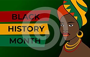 Black history month celebration vector banner. African-American History Month illustration for social media, card