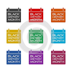 Black history month color icon set isolated on white background photo