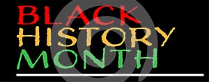 Black History Month in February panorama website background colored text