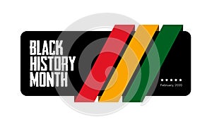 Black History Month green, yellow and red stripes banner template. African-American History Month - February.