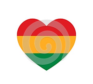 Black History month heart symbol in Pan-African colours, green, yellow, red, vector illustration