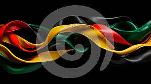 Black History Month illustration red yellow and green twirling ribbons black righrs racial equality celebrating black history