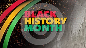 Black History Month title treatment with ribbons and brushstroke texture graphic background