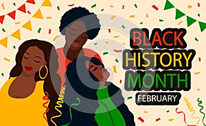 Black history month vector banner celebrate february in the usa and canada