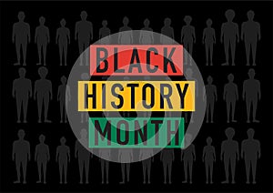 Black History Month vector illustration with figure silhouette background