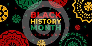 Black history month. Vector web banner, poster, card for social media, networks. Abstract decoration and text Black history month