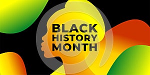 Black history month. Vector web banner, poster, card for social media, networks. African-American woman and the text of black