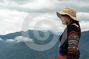 Black Hmong Tribe woman contemplating