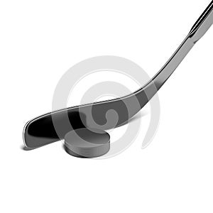 Black Hockey Stick and Puck