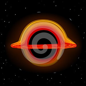 Black hole with accretion disk, vector illustration