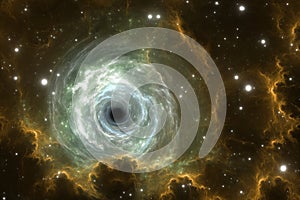 Black hole in the nebula, gravitational field or gravitational singularity photo