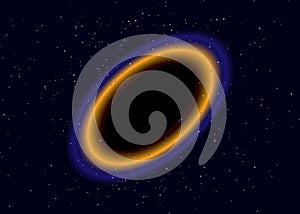 Black hole over star field in outer space. Abstract background of universe and a gas congestion. Spiral galaxy space.
