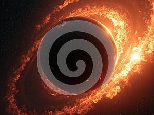 Black hole in space devouring space and black matter. Interstellar space, hot ionized gas around a black hole photo