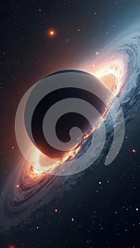 Black hole in space devouring space and black matter. Interstellar space, hot ionized gas around a black hole photo