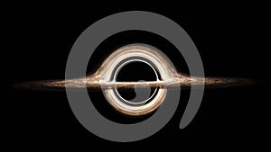 Black hole in space devouring space and black matter. Interstellar space, hot ionized gas around a black hole. Distortion of space