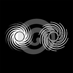 Black hole spiral shape vortex portal icon white color vector illustration flat style image set
