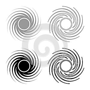 Black hole spiral shape vortex portal set icon grey black color vector illustration flat style image