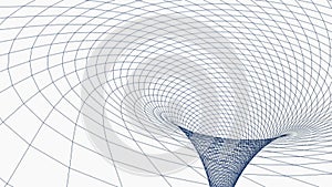 Black hole in wireframed blue grid - 3D rendering videoclup