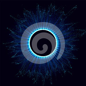 Black holes in the space. Abstract vector background with blue toned swirl and hole in center or collapsar isolated on