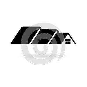 Black Home roof icon, House Roof Icon Logo