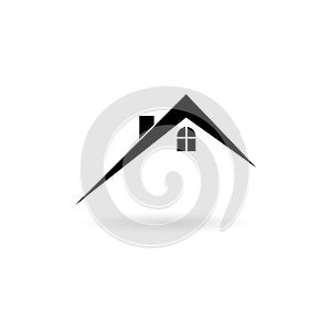 Black Home roof icon, Real estate symbol