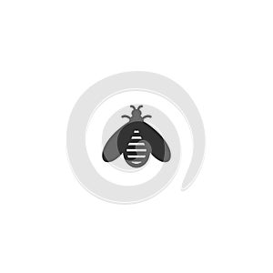 Black honey bee simple silhouette flat icon isolated on white