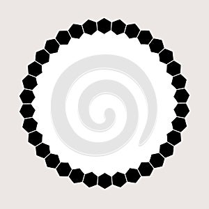 Black honeycomb graphic round frame. . Vector and illustration