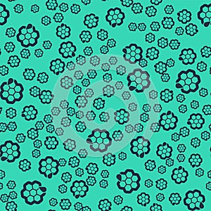 Black Honeycomb icon isolated seamless pattern on green background. Honey cells symbol. Sweet natural food. Vector