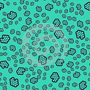 Black Honeycomb icon isolated seamless pattern on green background. Honey cells symbol. Sweet natural food. Vector